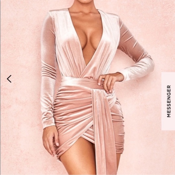 House of CB Dresses & Skirts - House of CB Blush Pink Velvet Mini Dress